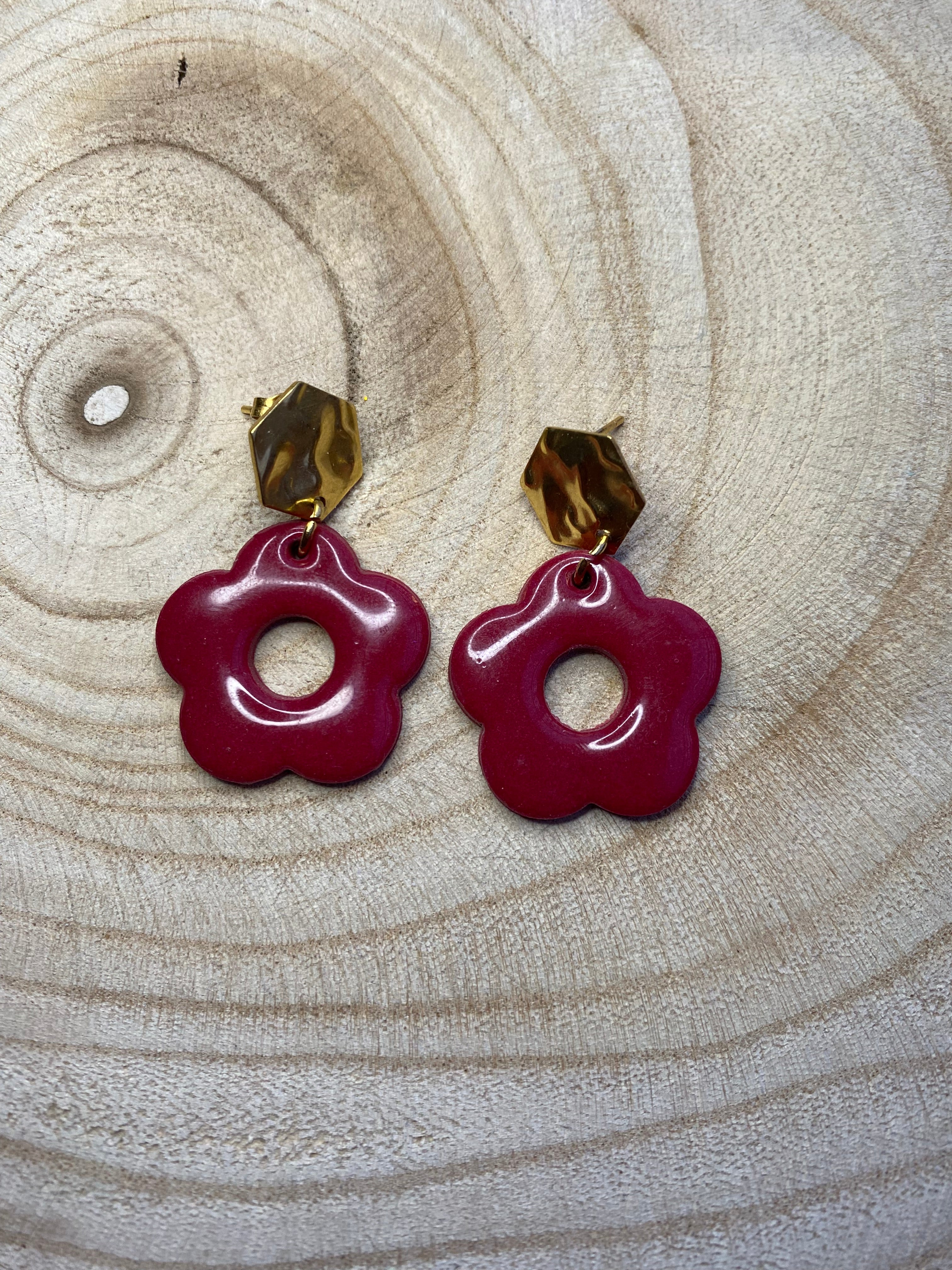 Boucles d’oreilles Yllona bordeaux