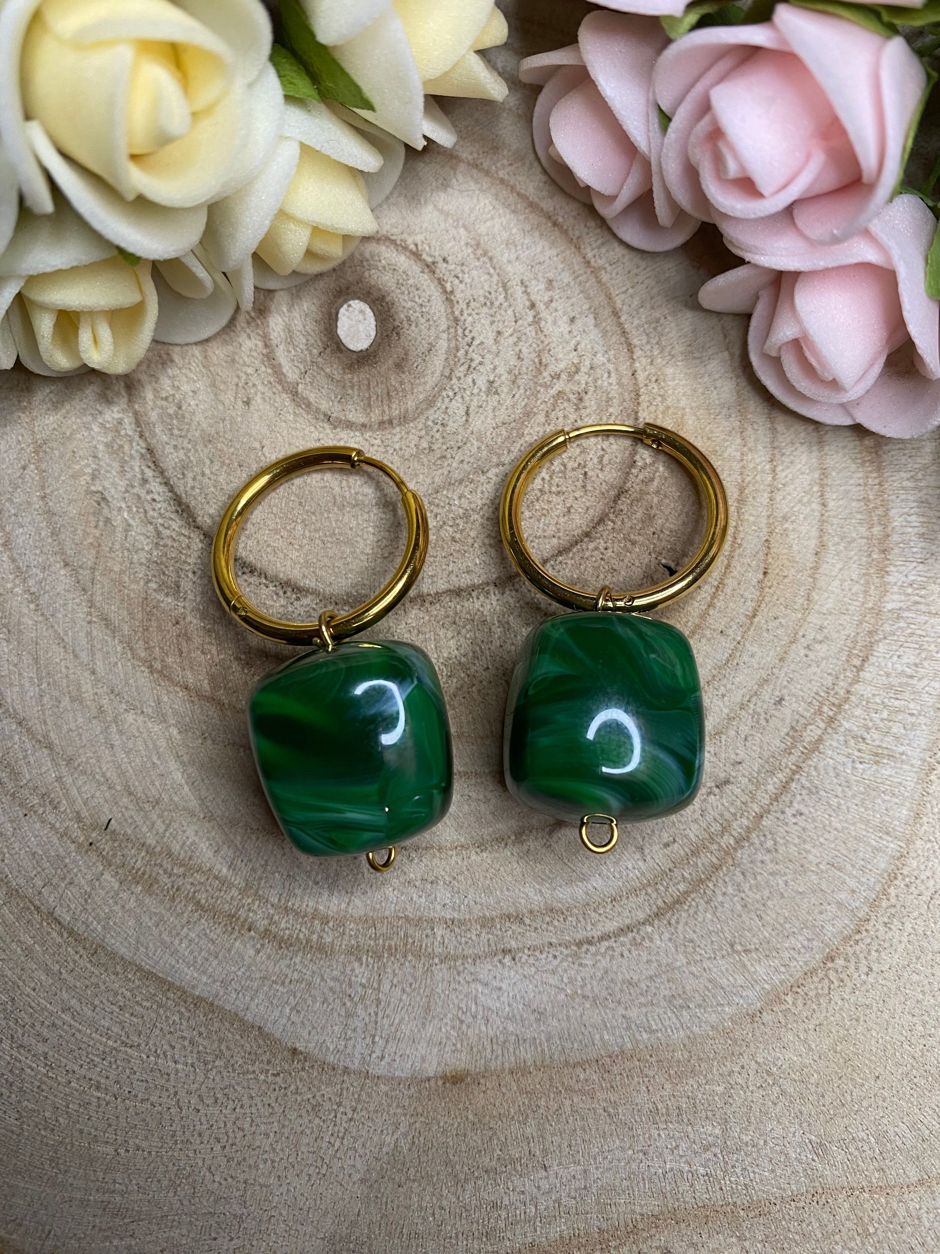 Boucles d’oreilles Eugenie - vert foncé