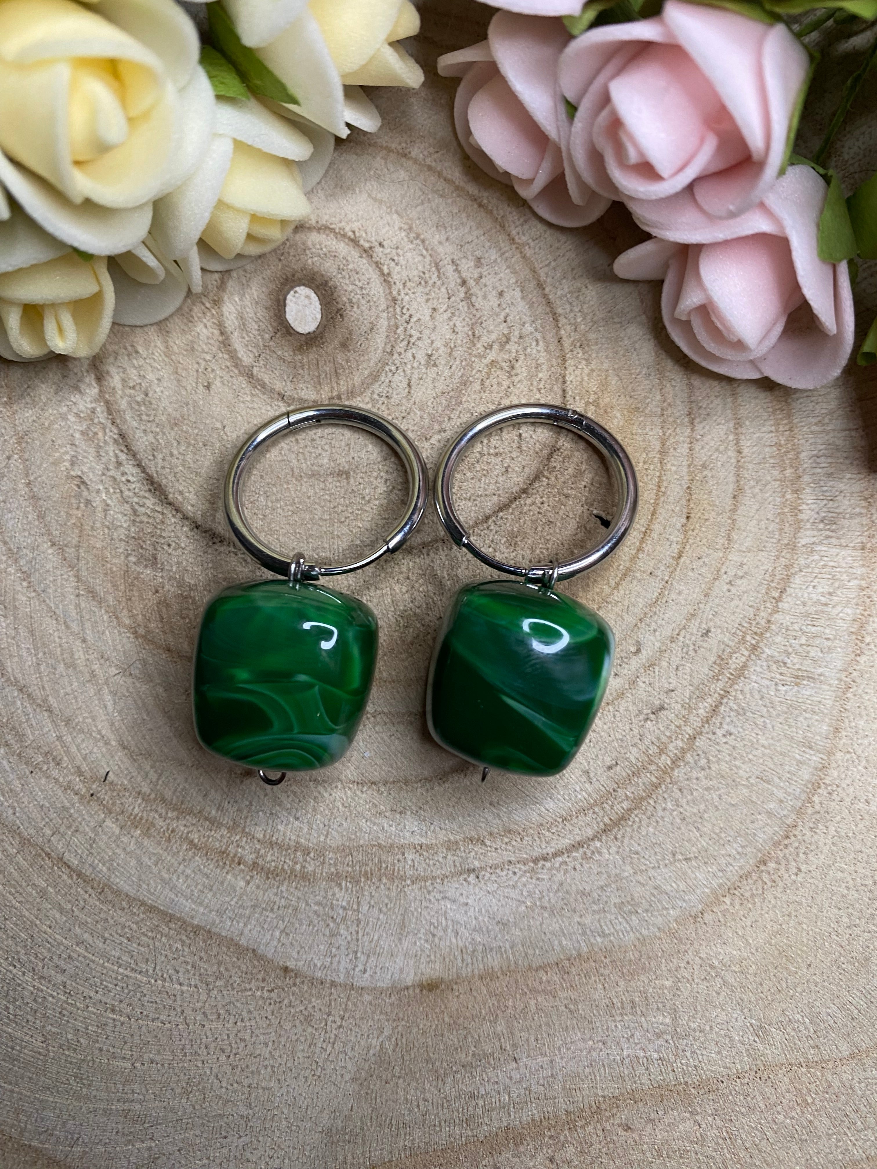 Boucles d’oreilles Eugenie - vert foncé