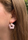 Boucles d’oreilles - Fleur vichy rose